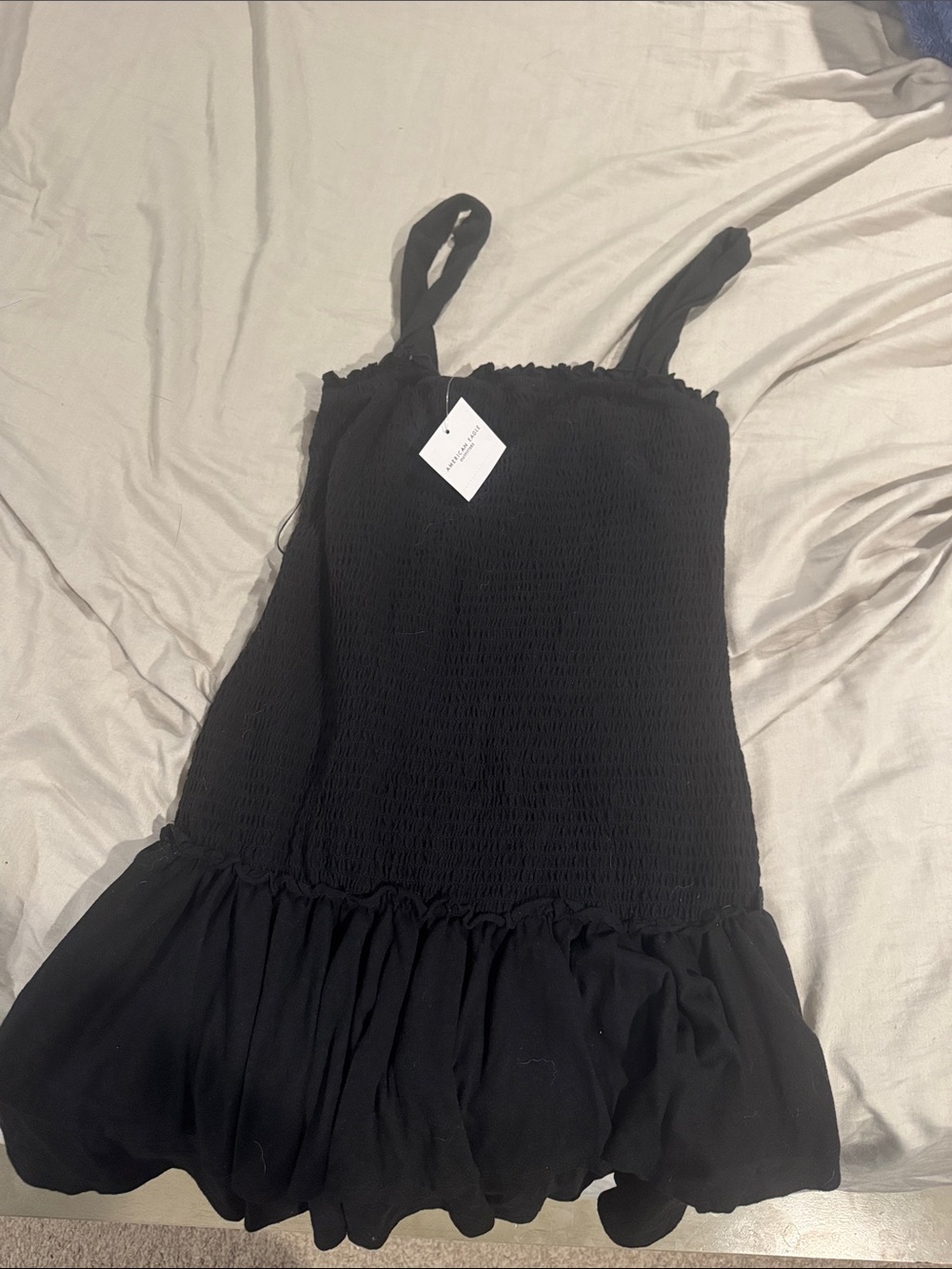 American Eagle Outfitters Black Smocked Ruffle Hem Sundress - Picture 2 of 2